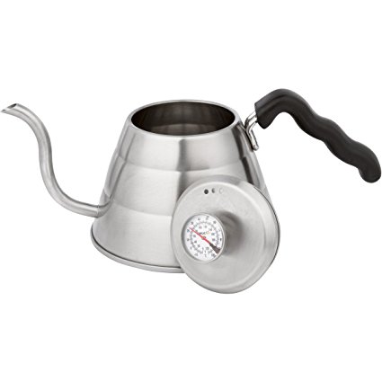 Brulux 1-Litre Stainless Steel Pour Over Coffee Kettle with Built In Thermometer and Gooseneck Spout