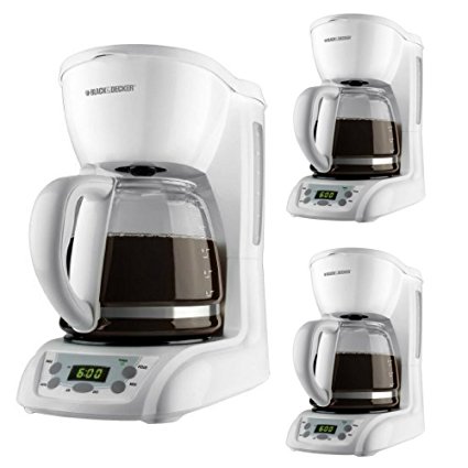 BLACK+DECKER 12-Cup Programmable Coffeemaker with Glass Carafe, White, DLX1050W 3 pack