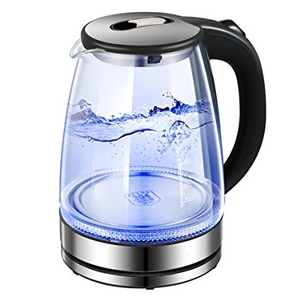 Electric Glass Kettle Water Boiler LED Blue Indicator Light Auto-Shut-Off 1.8L 220V 1800W