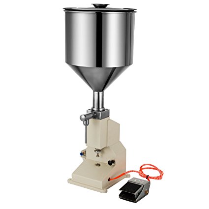 LOVSHARE 5-50ml Liquid and Cream Filling Machine 10L Liquid Filler Pedal Pneumatic Paste Filling Machine for Both High-viscosity Paste and Liquid Semi-auto Filling Machine with Funnel (5-50ml)