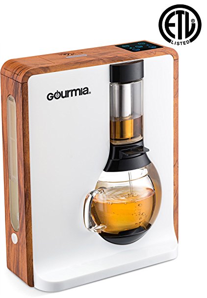 Gourmia GTC8000W Electric Square Coffee & Tea Maker - Loose Leaf Tea Infuser & Brewer - 3 Brew Settings (Light, Medium & Strong) - Great For White, Green, Oolong & Black Tea - 4 Cup - 1000W - Brown