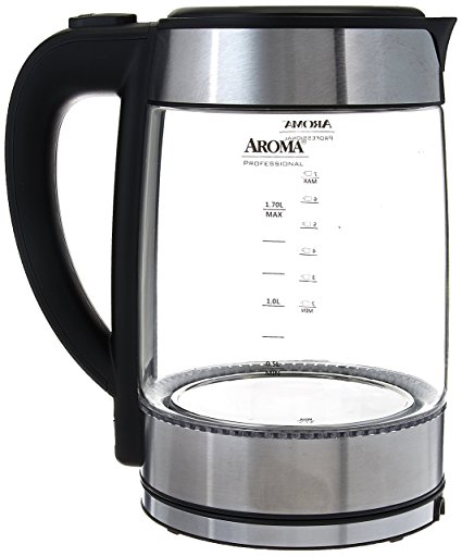 Aroma Housewares (AWK-165M) Electric Water Kettle, 1.7 L, Stainless Steel