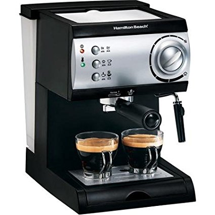 Hamilton Beach 15-Bar Italian Pump Espresso Maker, Black and Stainless