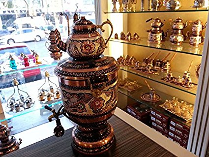 Electric Tea Maker Tea Machine Copper Samovar: Kettle & Pot Decorative Desing Tea Makerhas a Volume Portion .