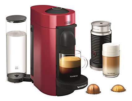 Nespresso VertuoPlus Coffee and Espresso Maker by De'Longhi with Aeroccino, Red