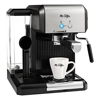 Mr. Coffee Café 20-Ounce Steam Automatic Espresso and Cappuccino Machine, Silver/Black