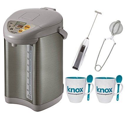 Zojirushi CD-JWC40 Micom Water Boiler & Warmer + Free Knox Mugs, Milk Frother and Tea Infuser