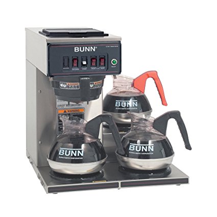 Bunn 12950.0112 CWT-3 Automatic Commercial Coffee Brewer with 3 Lower Warmers