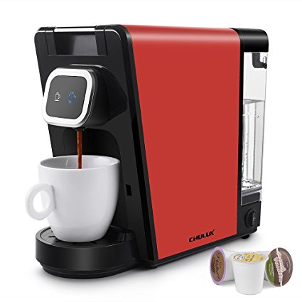 CHULUX Coffee Maker for K Cup Singel Serve Pods & Ground Coffee with Detachable Reservoir,Auto Shut Off Function,Red