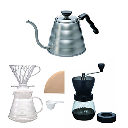 Hario V60 Kettle, Brewer Set & Coffee Mill - Three Products All Sold Together