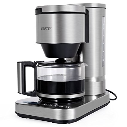 BESTEK 10 Cup Drip Coffee Maker in Stainless Steel, Programmable and Aroma Control, with Permanent Filter