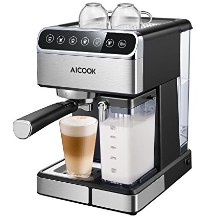 Aicook Espresso Machine, Barista Espresso Coffee Maker with One Touch Digital Screen, 15 bar Pump and Automatic Milk Frother for Cappuccino, Latte