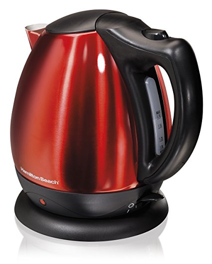 Hamilton Beach Stainless Steel Red Ensemble Electric Kettle, 10-Cup