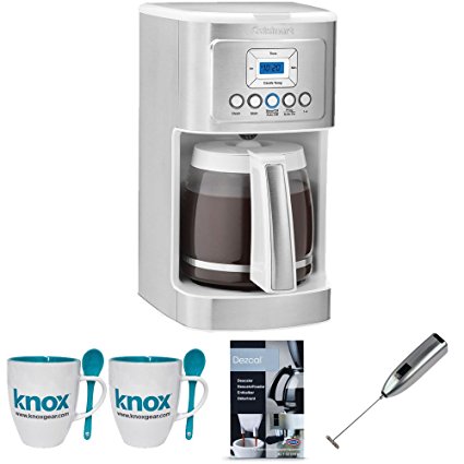 Cuisinart DCC3200W PerfecTemp 14-Cup Programmable Coffeemaker + 16oz. Mug with Spoon (2 Pack) + Descaling Powder + Handheld Milk Frother