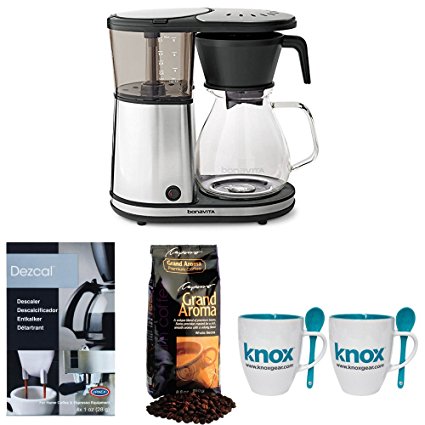 Bonavita BV1901GW 8-cup Coffee Brewer + Grand Aroma Coffee, Knox Mugs + Descaler