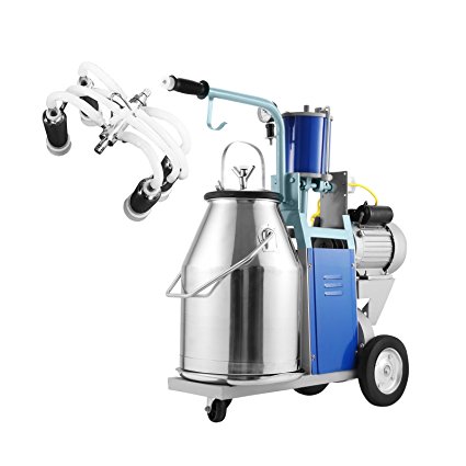 Happybuy Electric Milking Machine 1440 RPM 10-12 Cows per Hour Milking Machine 0.55 KW Milking Machine Single with 25L 304 Stainless Steel Bucket Milk Machine for Cows and Goat (for Cow and Goat)