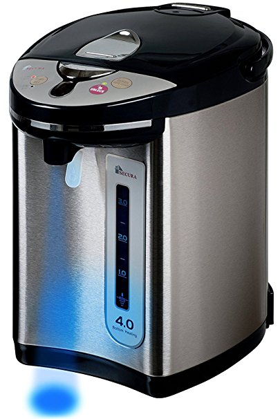 Secura Electric Water Boiler and Warmer 4-Quart Electric Hot Pot Kettle w/Night light, 18/10 Stainless Steel Interior WK63-M2