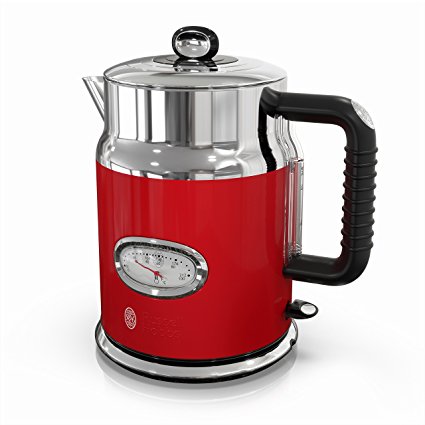 Russell Hobbs Retro Style 1.7L Electric Kettle, Red & Stainless Steel, KE5550RDR