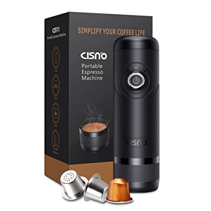 CISNO Electric Portable Espresso Machine Boils Water 15 Bars Pressure One-Button Operation Nespresso Compatible Capsule, Travel Outdoor Coffee Maker