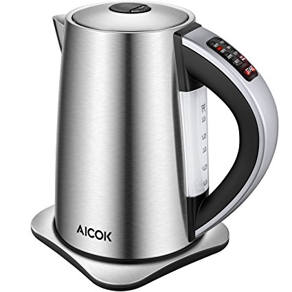 Aicok Electric Kettle 6-Temperature Control and Keep Warm Function, 1.7Liter Brushed Stainless Steel Kettle Fast Boil Tea Kettle 1500W, Auto Shut Off Boiler