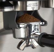 Barista Express portafilter with commercial style spouts